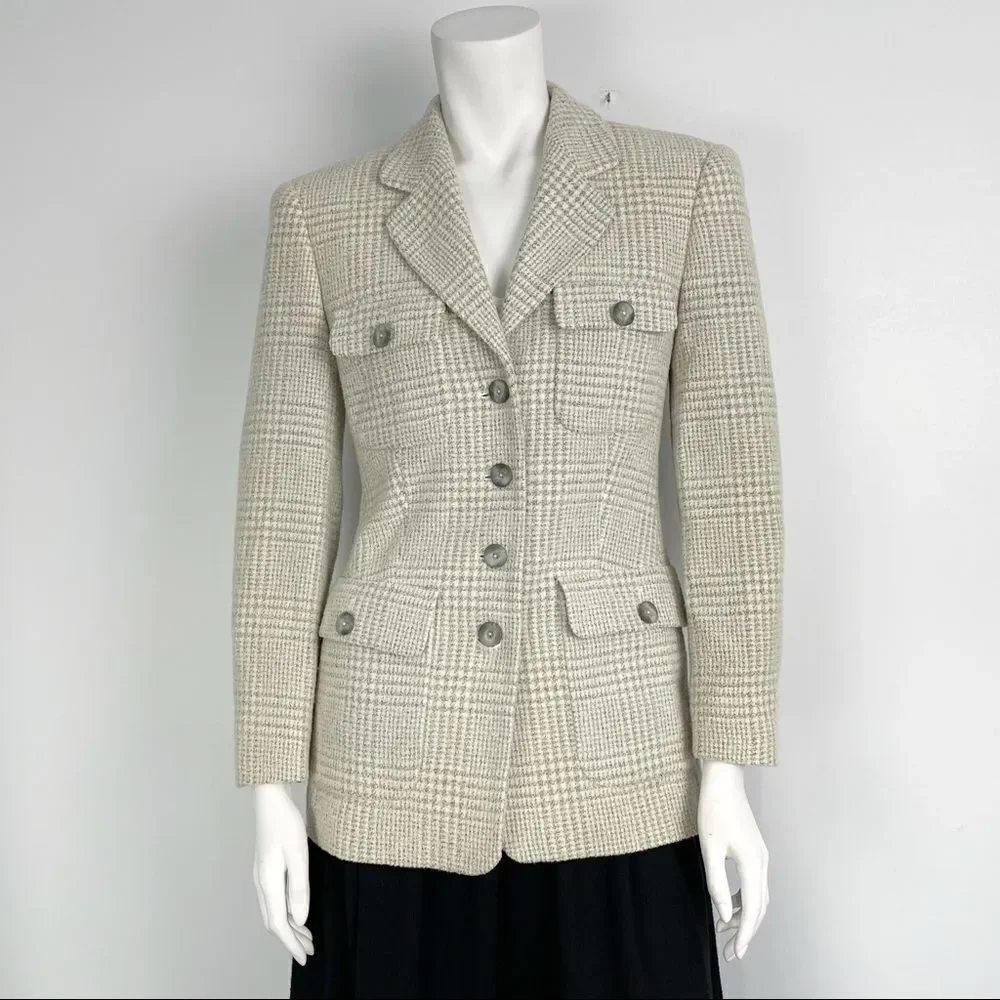 Escada Plaid Wool Blend Blazer - Picture 12 of 13